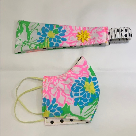 Lilly Pulitzer Accessories - Home made mask with matching headband/buttons